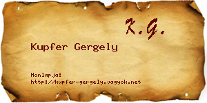 Kupfer Gergely névjegykártya